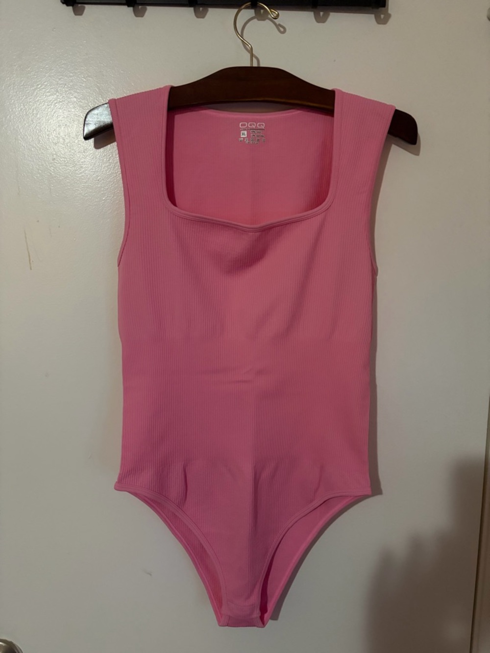 Women's Ribbed Square-Neck Bodysuit - Pink